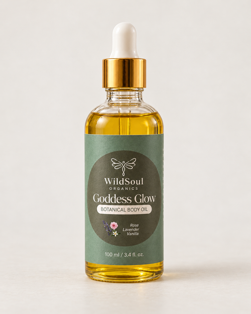 Goddess Glow Botanical Body Oil 100 ml on a plain neutral background