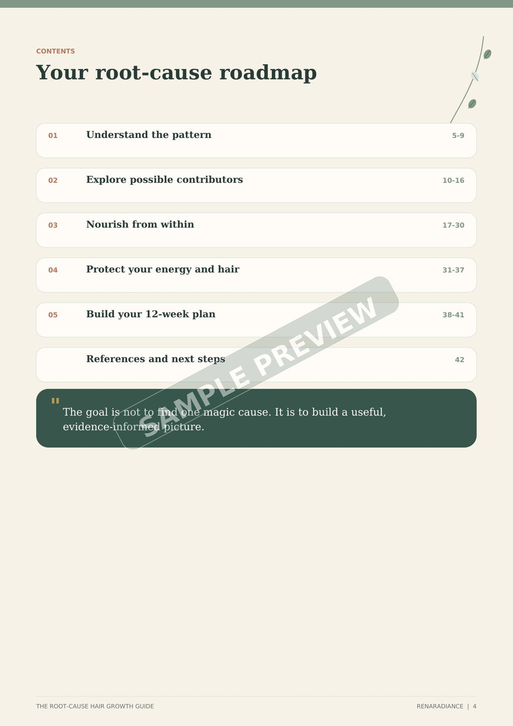 Root-Cause Hair Growth Guide contents preview