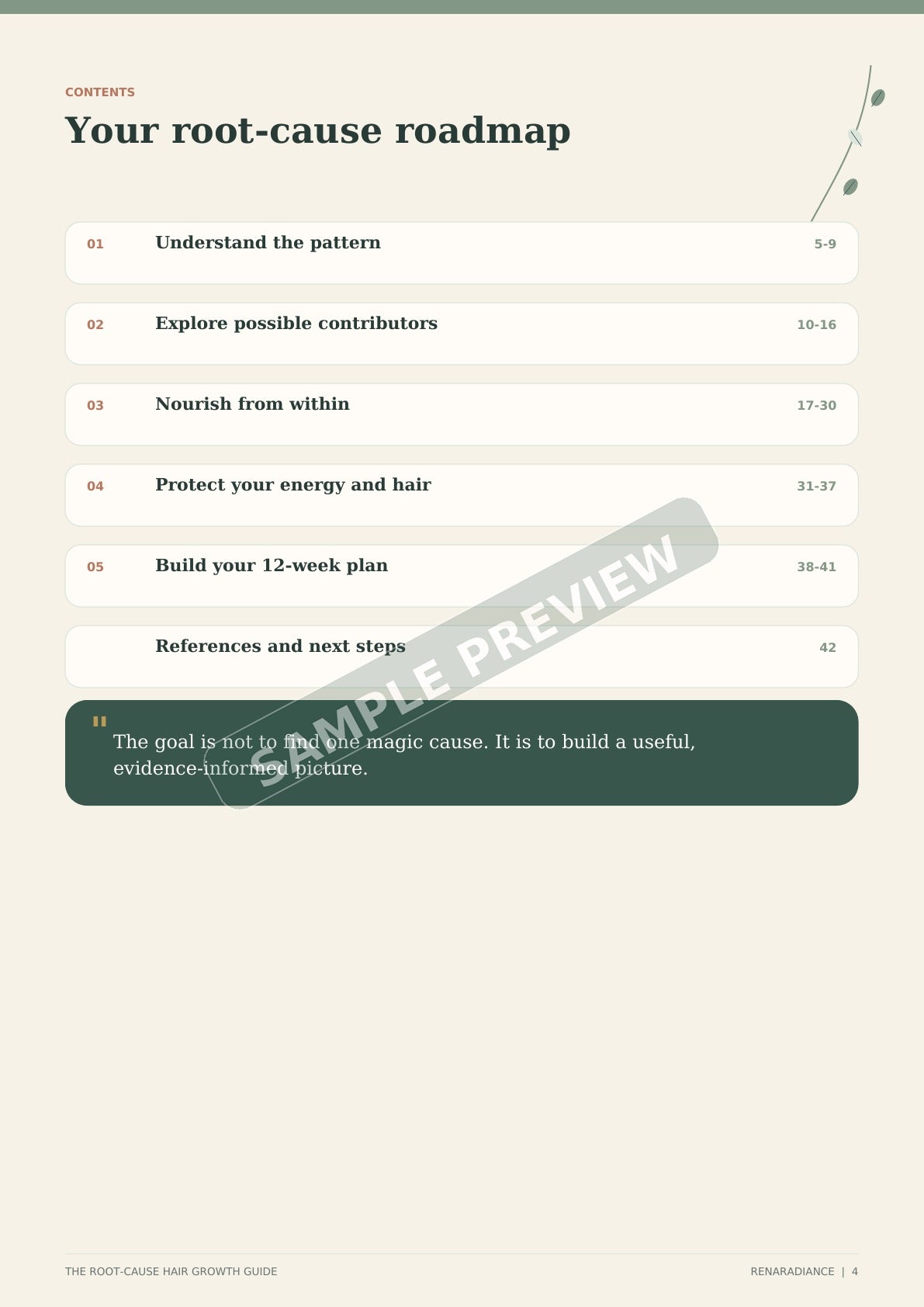 Root-Cause Hair Growth Guide contents preview