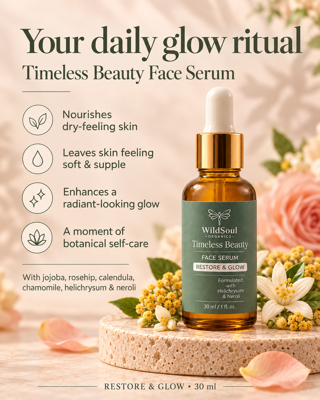 Timeless Beauty Face Serum benefits and botanical ingredients